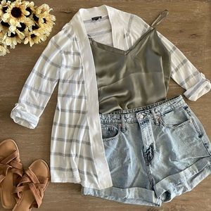 Express gray and white cardigan